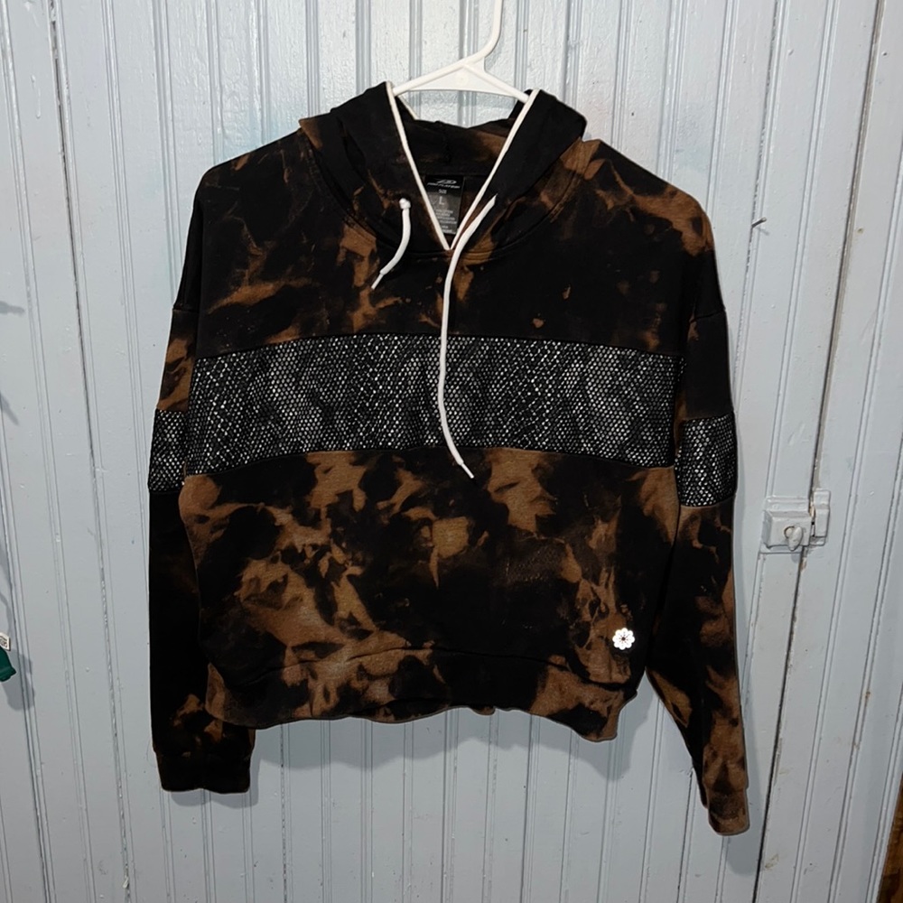 Bleach Dye Crop top hoodie size Large